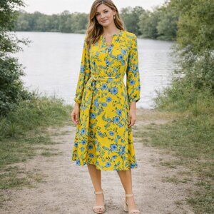 CAbi SZ S 5794 Lemon Drop Dress A-Line Waist Tie Colorful